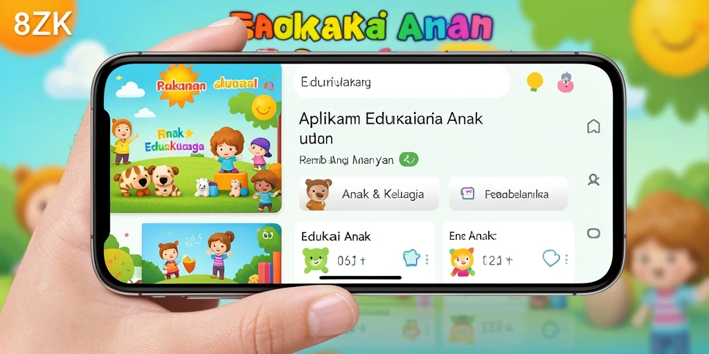 Tampilan antarmuka aplikasi 8ZK yang ramah anak.