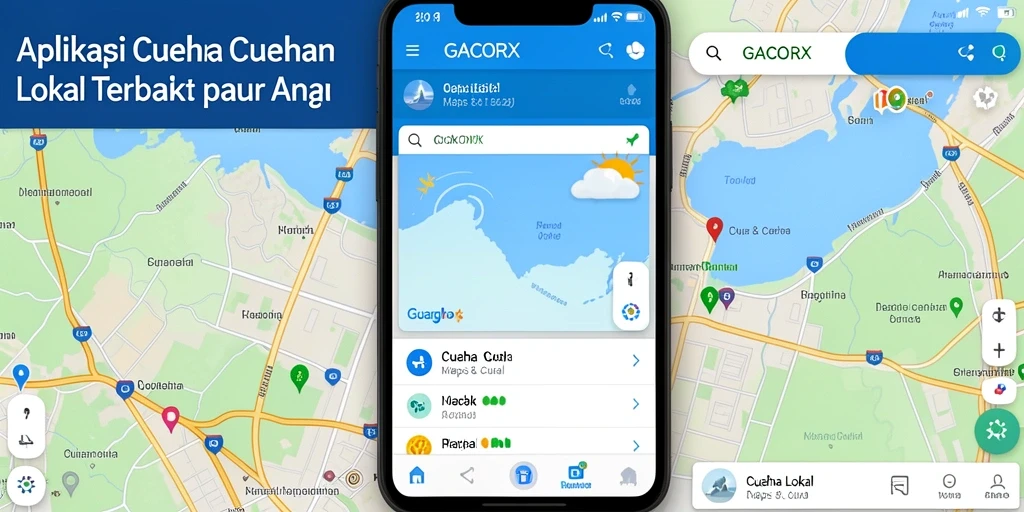 Tampilan antarmuka GACORX yang menampilkan informasi cuaca lokal.