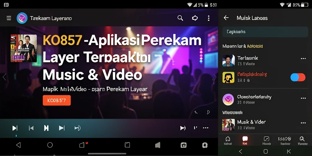 Antarmuka KO857 dengan fitur perekaman layar yang lengkap.