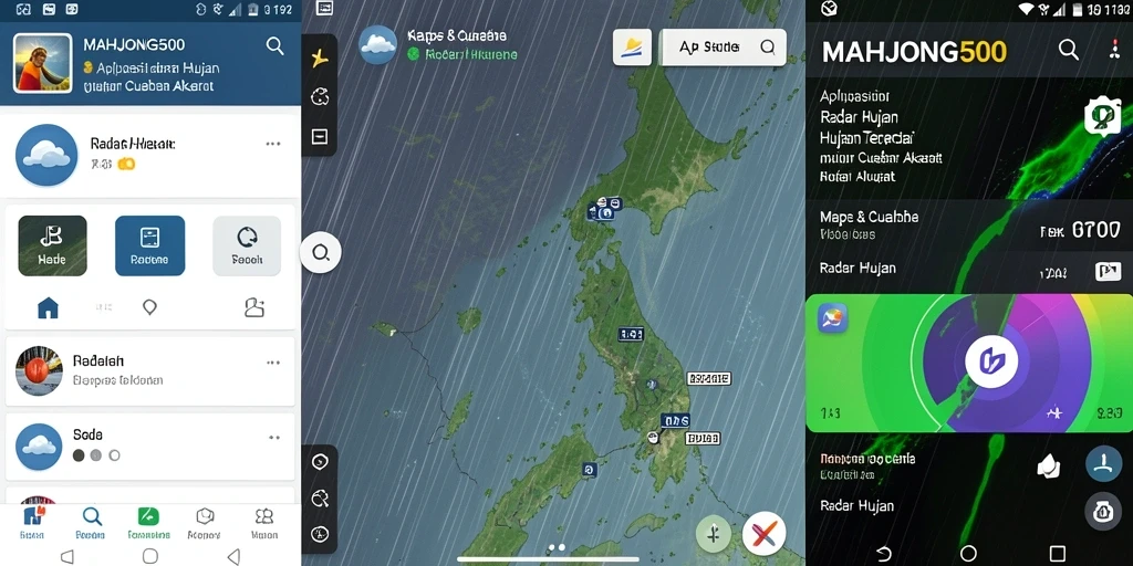 Tampilan antarmuka aplikasi MAHJONG500 dengan fungsi Radar Hujan.