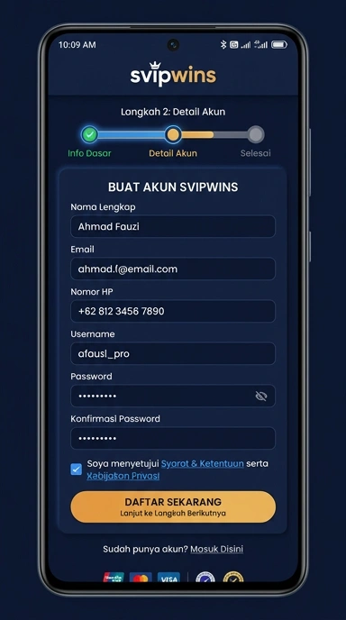 Panduan Daftar Akun Baru svipwins untuk Pengguna Android